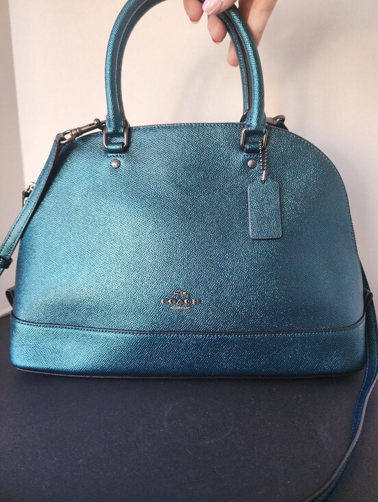 Coach Handbags - Coach Dark Teal Metallic Sierra Dome 2Way Satchel, EUC, 2017, $395 MSRP